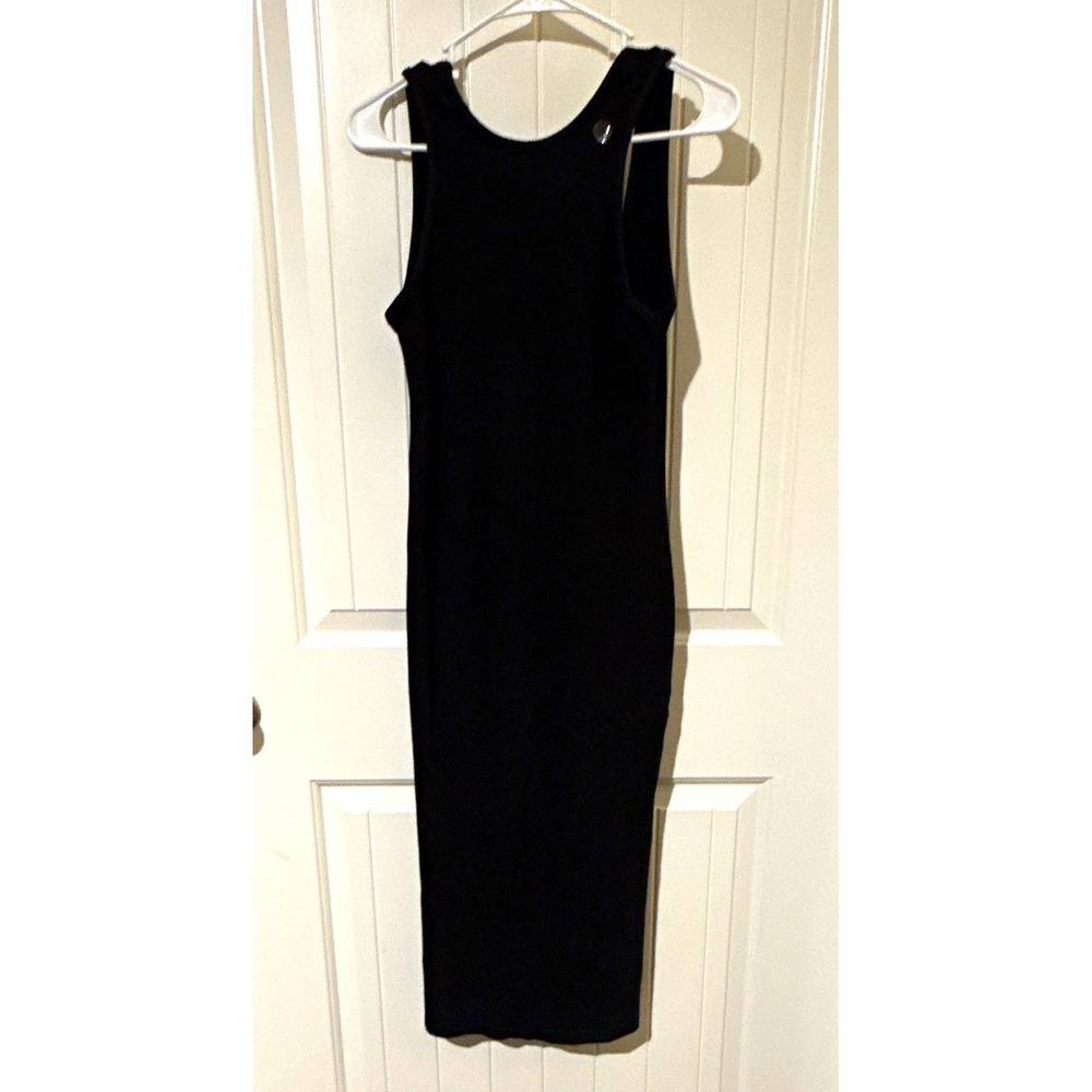 Aéropostale Women's BlK Ribbed Knit Scoop Neck Sleeveless Maxi Bodycon Dress M